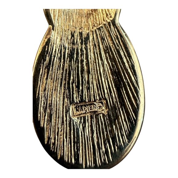 Napier Gold Tone Pink Swirl Enamel Teardrop Clip-On Earrings Vintage 1970s-80s - Picture 8 of 10